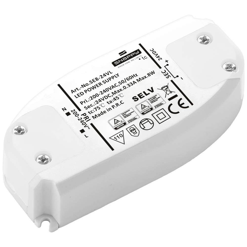 Dehner Elektronik SE 8-24VL (24VDC) LED-transformator, LED-driver Constante spanning 8 W 0.33 A 24 V