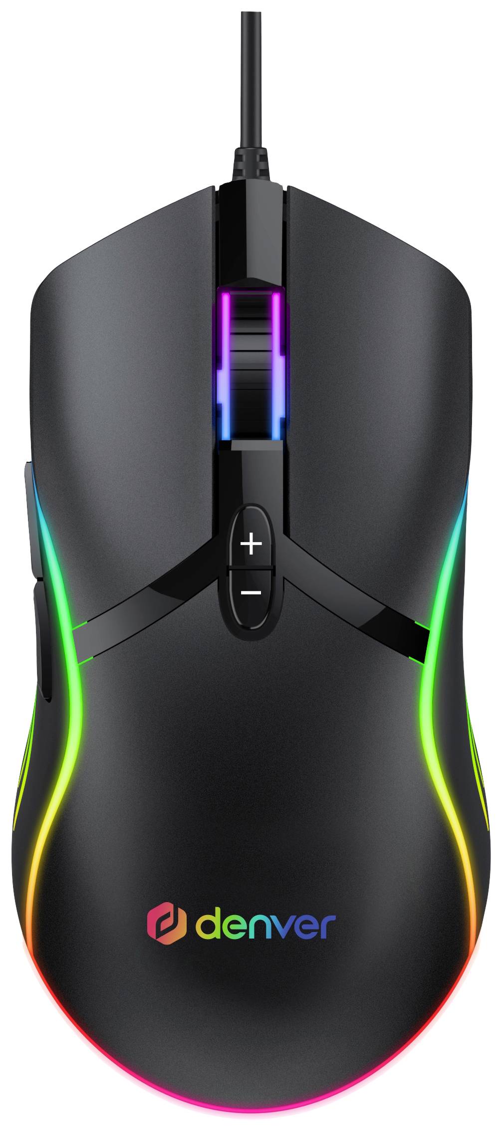 DENVER GMO-402 USB Gaming-Maus Optisch Beleuchtet, Integriertes Scrollrad, Maustasten Schwarz