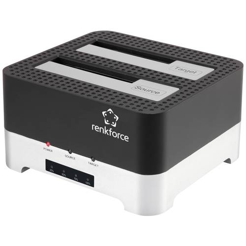 Renkforce RF-DOCKING-02 USB-A (USB 3.0) SATA 6 Gb/s 2 Port Festplatten-Kopierstation 2.5 Zoll, 3.5 Zoll mit Clone-Funkti...