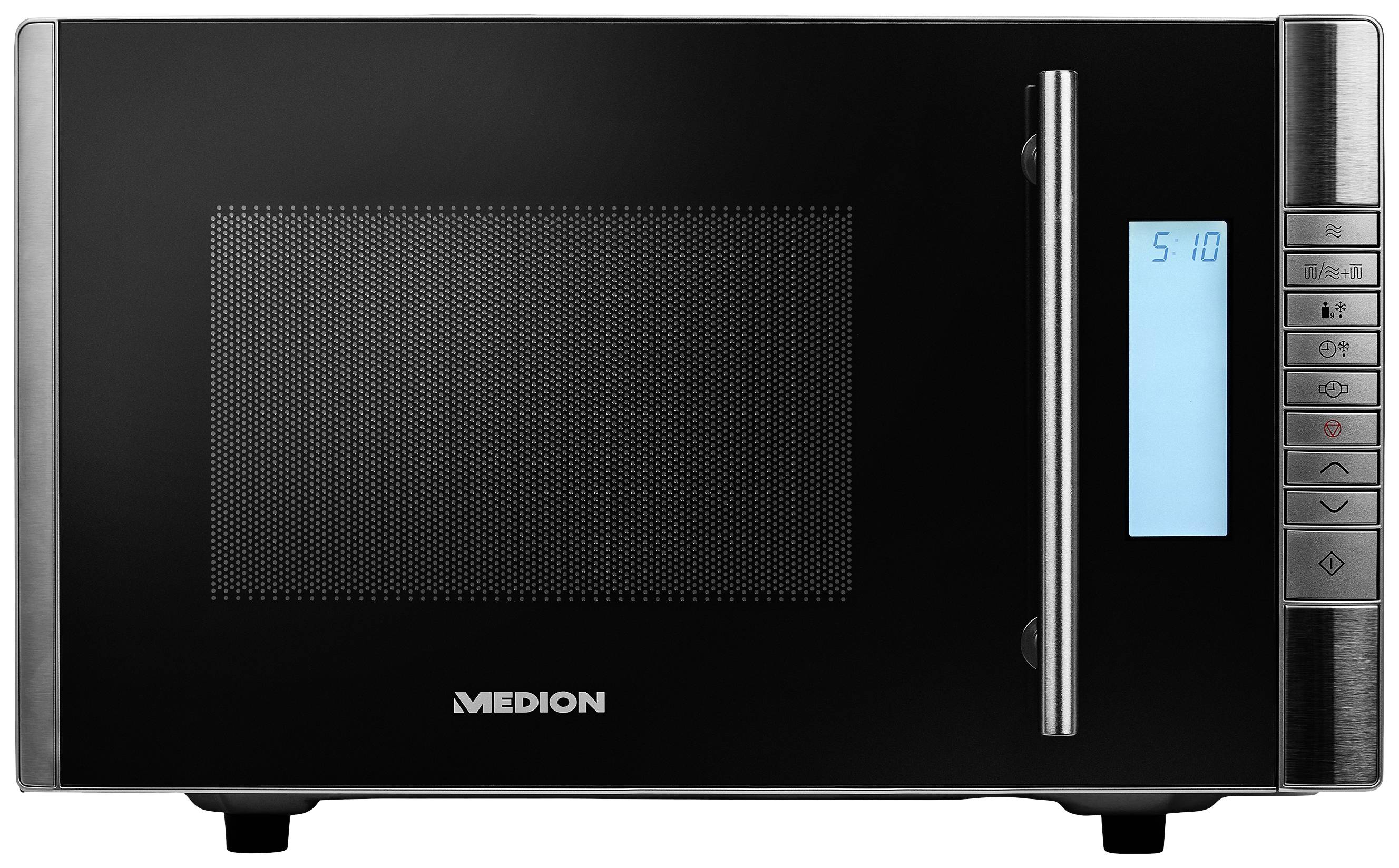 MEDION MD 14482 Mikrowelle Edelstahl, Schwarz 800 W Grillfunktion, mit Display, Timerfunktion