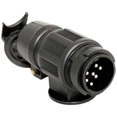 Schwarzer achtpoliger Steckeradapter für Anhänger, robustes Design, geeignet für den Außenbereich und häufige Verwendung.