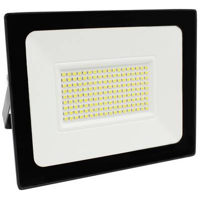 Ein rechteckiger LED-Strahler mit schwarzem Rand und zahlreichen gelben LEDs in einem Flächenmuster. Hängevorrichtung erkennbar.