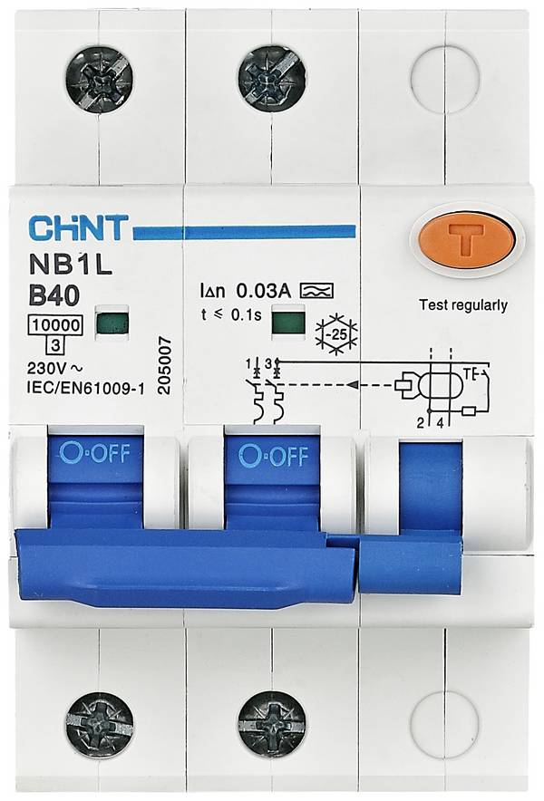 Chint 205007 FI-Schutzschalter/Leitungsschutzschalter    2polig 40 A 0.03 A 240 V, 415 V