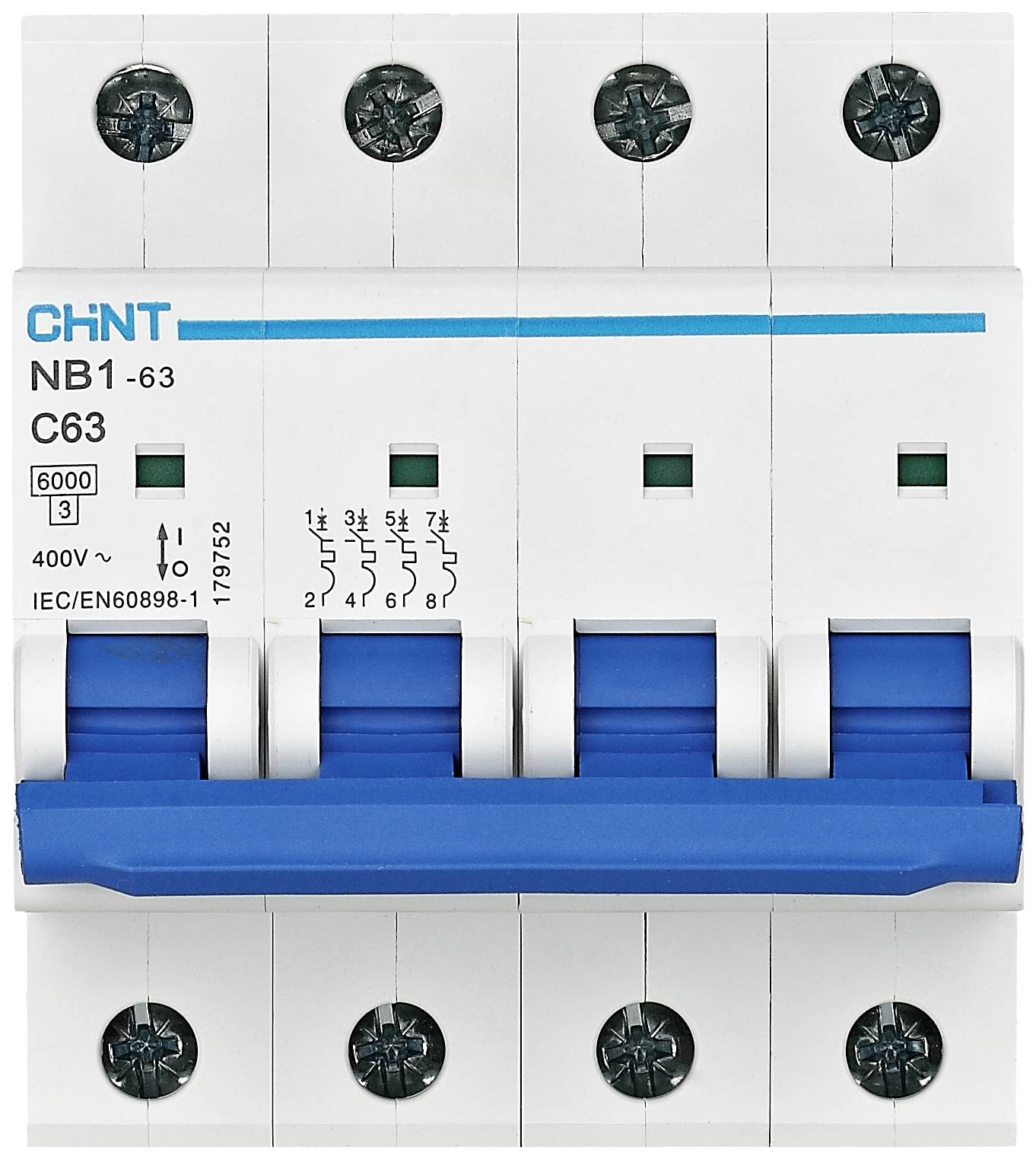 CHINT 179744 NB1-63 4P C20 6kA DB Leitungsschutzschalter 4polig 20 A 240 V, 415 V