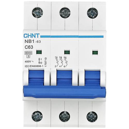 Thumbnail - Chint 179710 NB1-63 3P C63 6kA DB Leitungsschutzschalter 3polig 63 A 240 V, 415 V