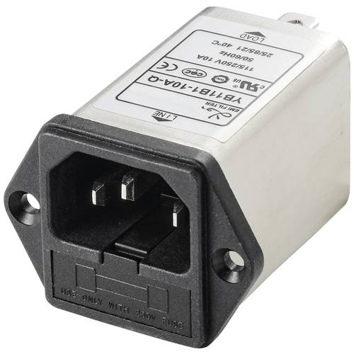 TRU COMPONENTS TC-10101436 Netzfilter mit Kaltgerätebuchse 250 V/AC 10 A 0.3 mH (L x B x H) 54.3 x 44 x 31.3 mm 1 St.