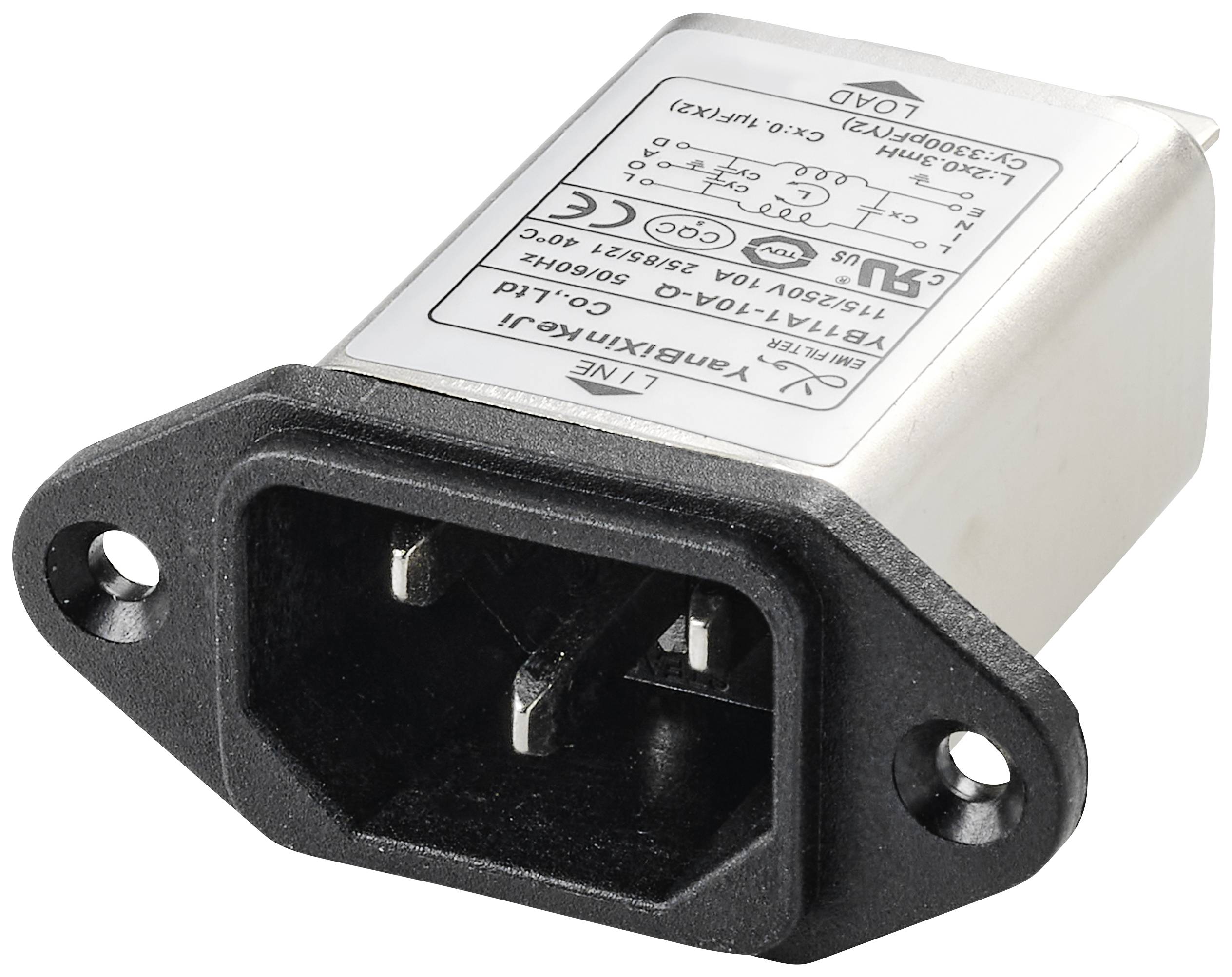 TRU COMPONENTS TC-10101440 Line filter IEC socket 250V 10A 0.3mH 5...