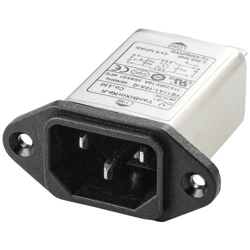 TRU COMPONENTS TC-10101440 Netzfilter mit Kaltgerätebuchse 250 V/AC 10 A 0.3 mH (L x B x H) 58 x 50 x 22.8 mm 1 St.