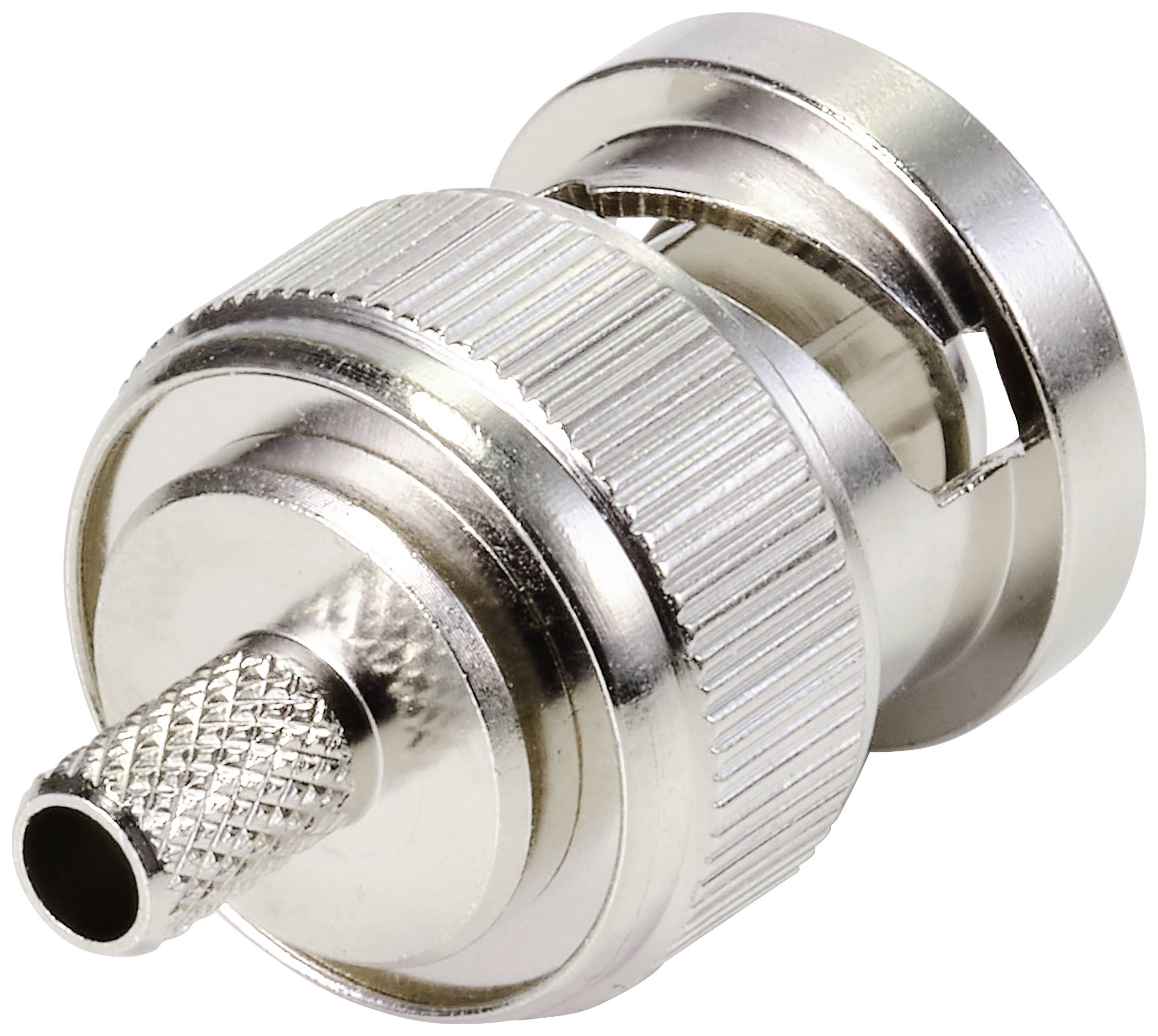 Silberner Metalladapter zur Verbindung von Schläuchen, mit gerillter Oberfläche für besseren Halt, eignet sich für technische Anwendungen.