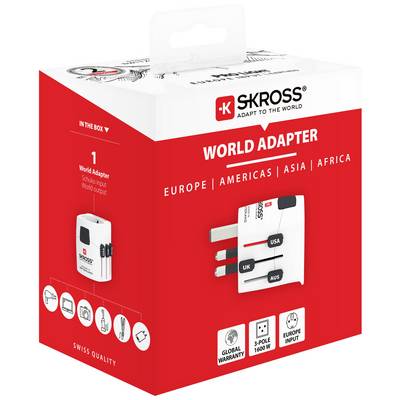 SKROSS World Travel Adapter with Ground Plugs no CH & IT-5