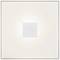 Ein quadratischer Lichtschalter mit einem zentralen Knopf und einer neutralen, leuchtend weißen Oberfläche.