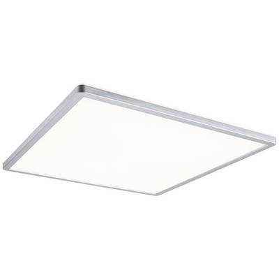 Rechteckige LED-Deckenlampe mit silbernem Rahmen und matter, weißer Leuchtfläche, geeignet für moderne Innenräume.