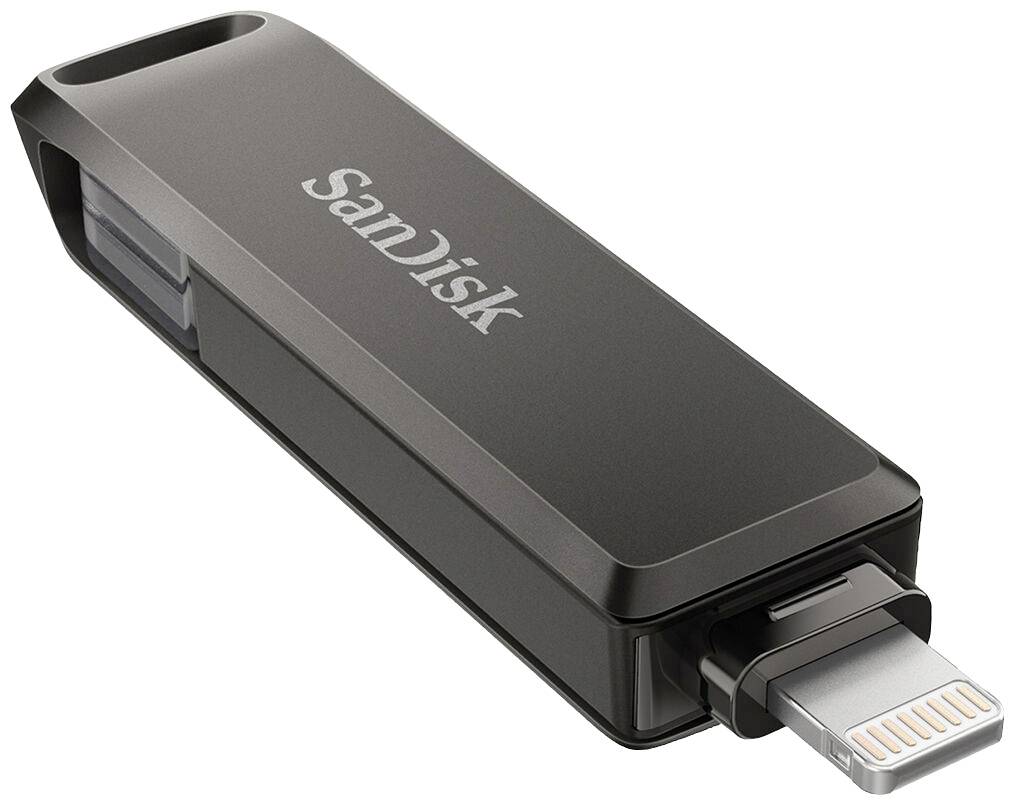 SanDisk USB-Stick mit Lightning-Anschluss zum Speichern von Daten auf Apple-Geräten.