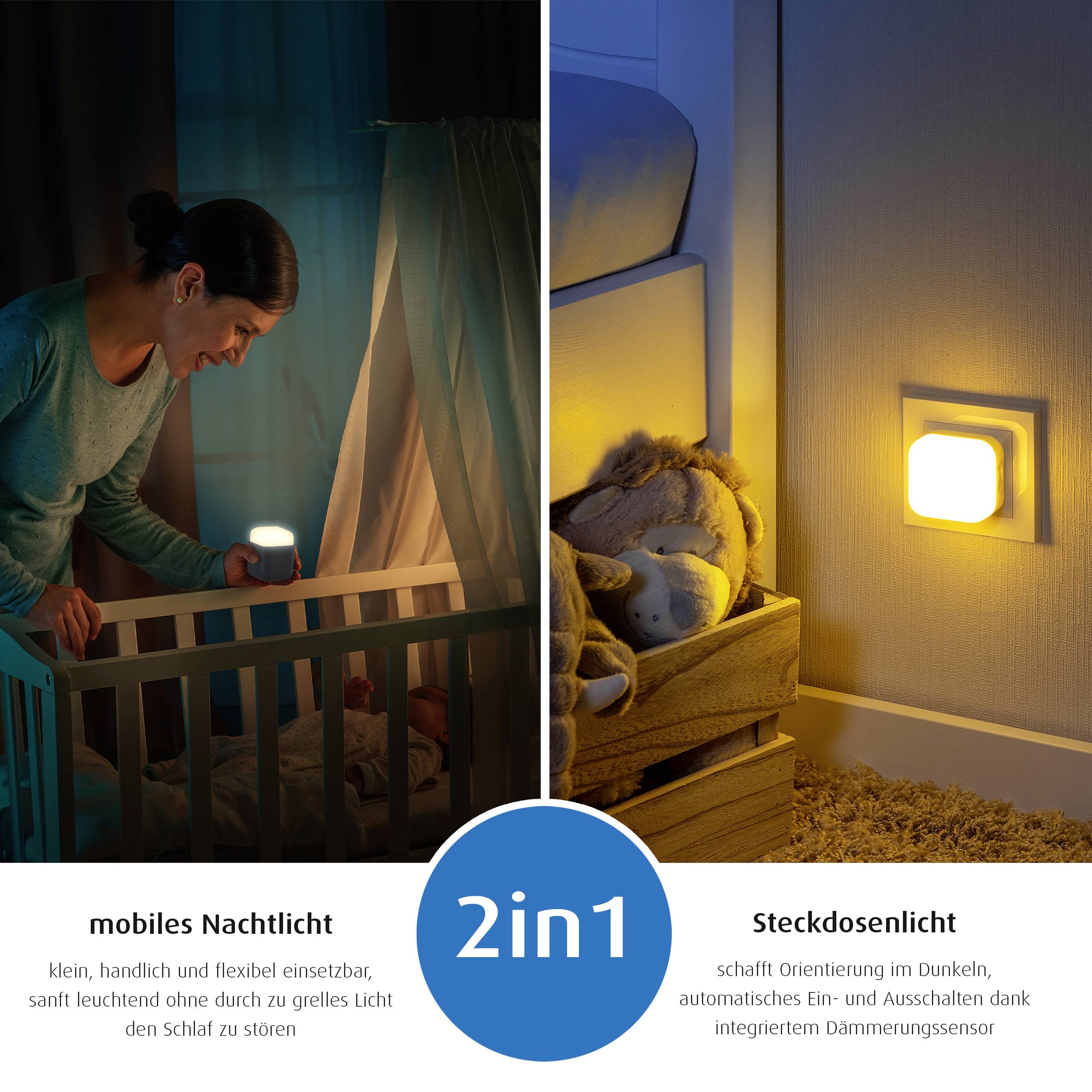 REER 52401 52401 LED-Nachtlicht Quadratisch Mond LED Warmweiß Hellgrau-15
