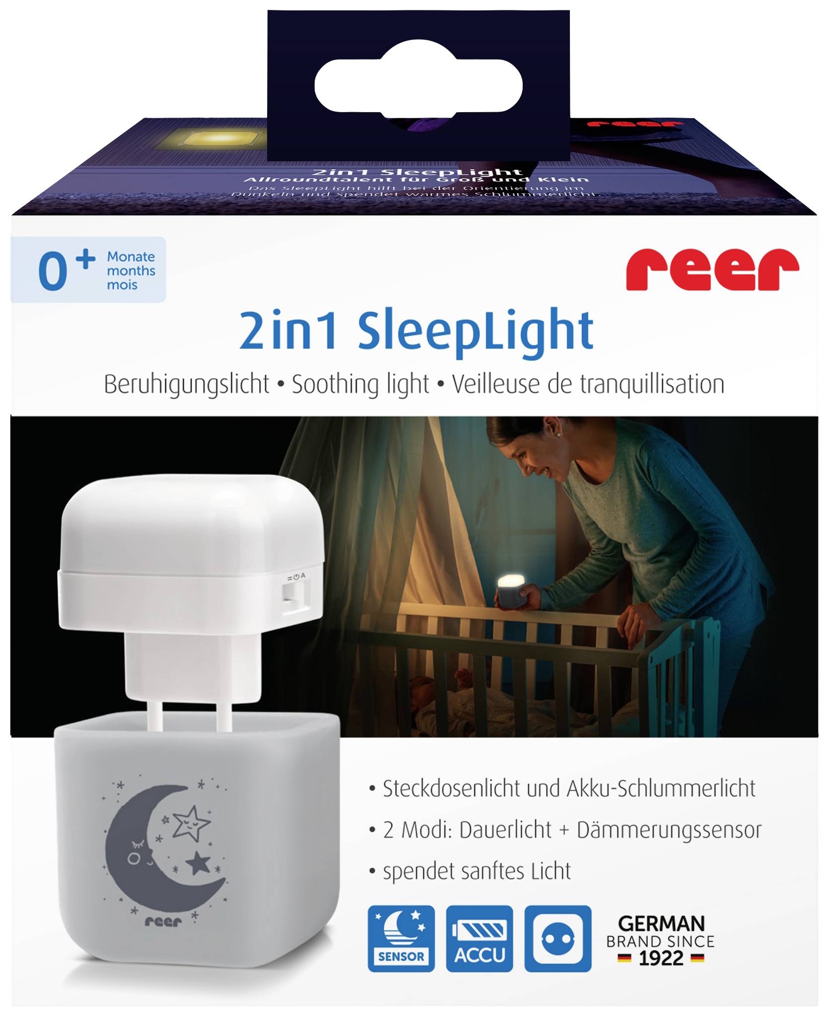 REER 52401 52401 LED-Nachtlicht Quadratisch Mond LED Warmweiß Hellgrau-3