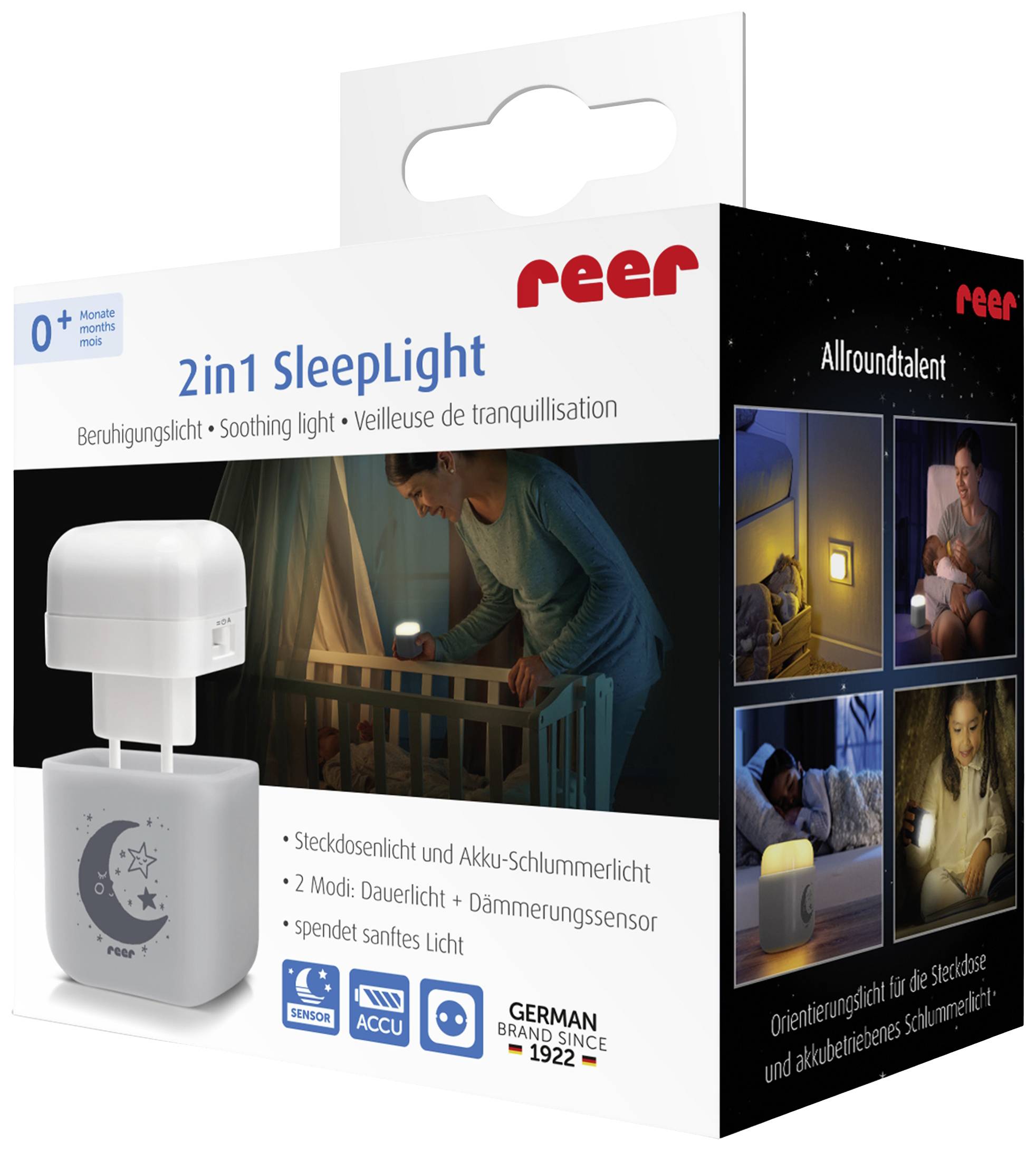 REER 52401 52401 LED-Nachtlicht Quadratisch Mond LED Warmweiß Hellgrau-4