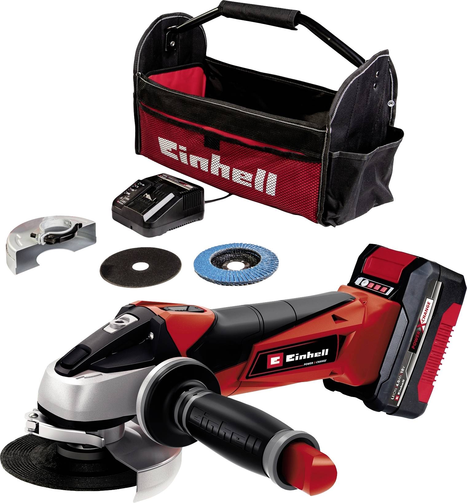 Einhell TE-AG 18/115 Li (1x4,0Ah) Power X-Change 4431134 Haakse accuslijper 115 mm Incl. accu, Incl. lader 18 V 4000 mAh afbeelding