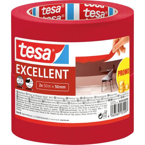 tesa EXCELLENT 56549-00000-00 Kreppband Rot (L x B) 50 m x 50 mm 2 St.