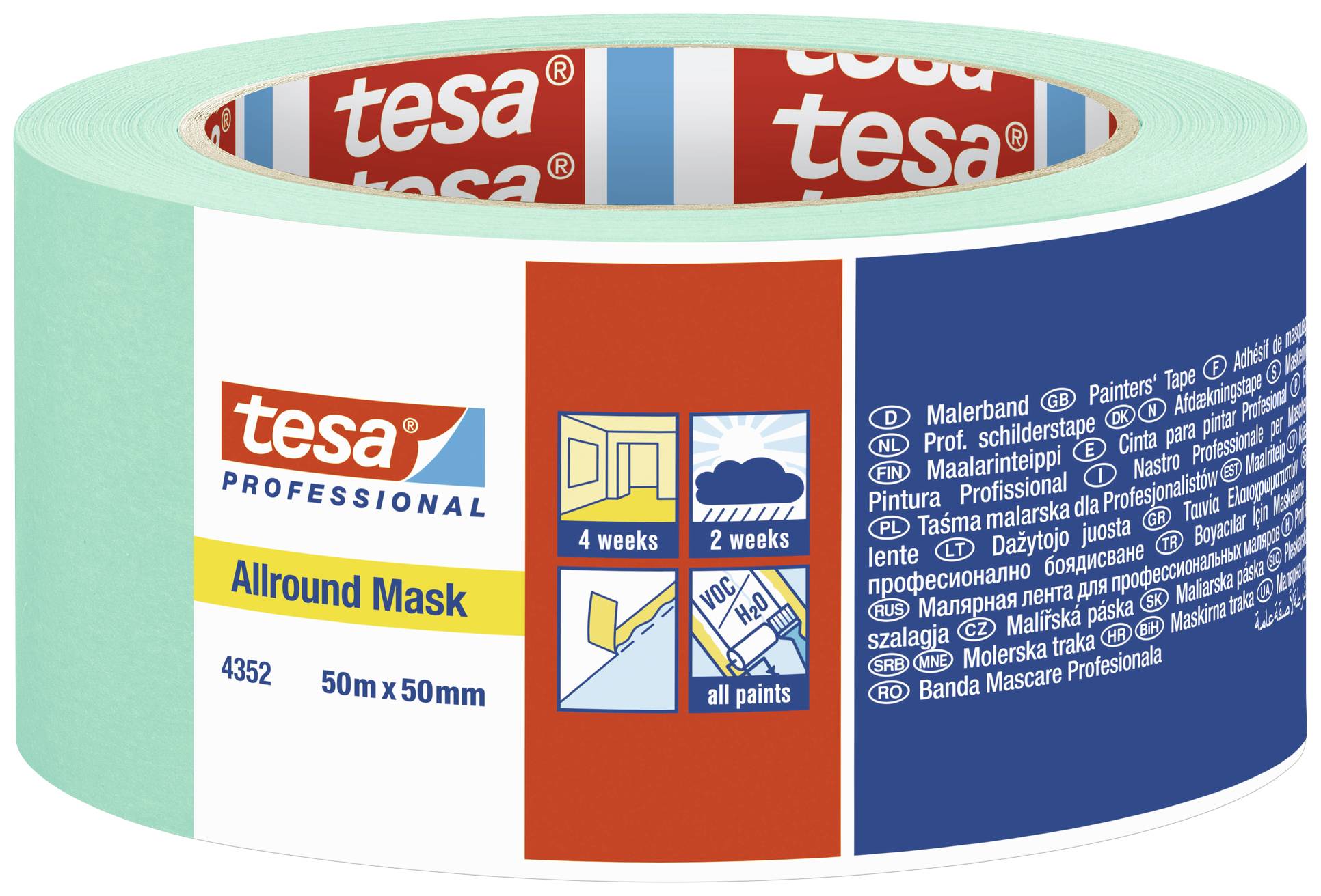 TESA ALLROUND MASK 04352-00004-00 Kreppband Mint (L x B) 50 m x 50 mm 1 St.