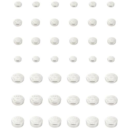 VOLTCRAFT Knopfzellen-Set 6 x AG1, 12 x AG3, 6 x AG4, 9 x AG10, 3 x AG12, 6 x AG13