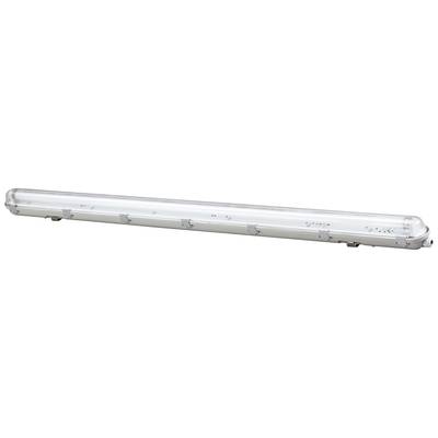 Eine längliche, transparente LED-Lampe in einer Schutzabdeckung. Sie ist für industrielle oder große Raumbeleuchtungen geeignet.