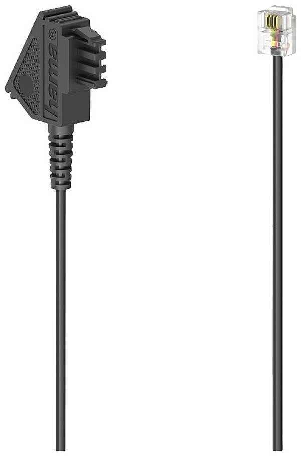 hama 00201147 Telefonkabel, TAE-F-Stecker - RJ11-Stecker, 6 m, Schwarz