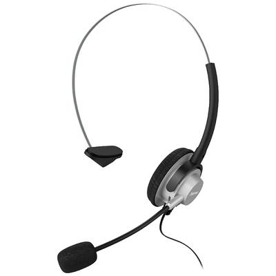 Hama In-Ear-Headset Telefon On Ear Headset kabelgebunden Mono Schwarz/Silber  Lautstärkeregelung