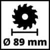 'Kreissägeblatt mit einem Durchmesser von 89 mm' Symbol.