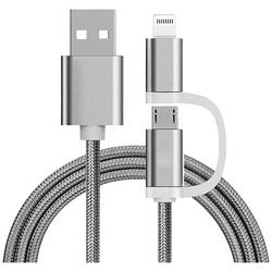 Image of REEKIN [1x Micro-USB, Apple Lightning-Stecker - 1x ] 1.00 m Silber