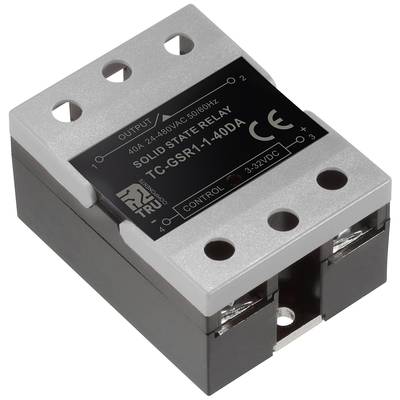 Ein 'Solid State Relay TG-G5R1-1-40DA' mit schwarzem Gehäuse und silbernem Deckel, ausgelegt für 60A 1-48VDC und 50/60Hz Spannung.
