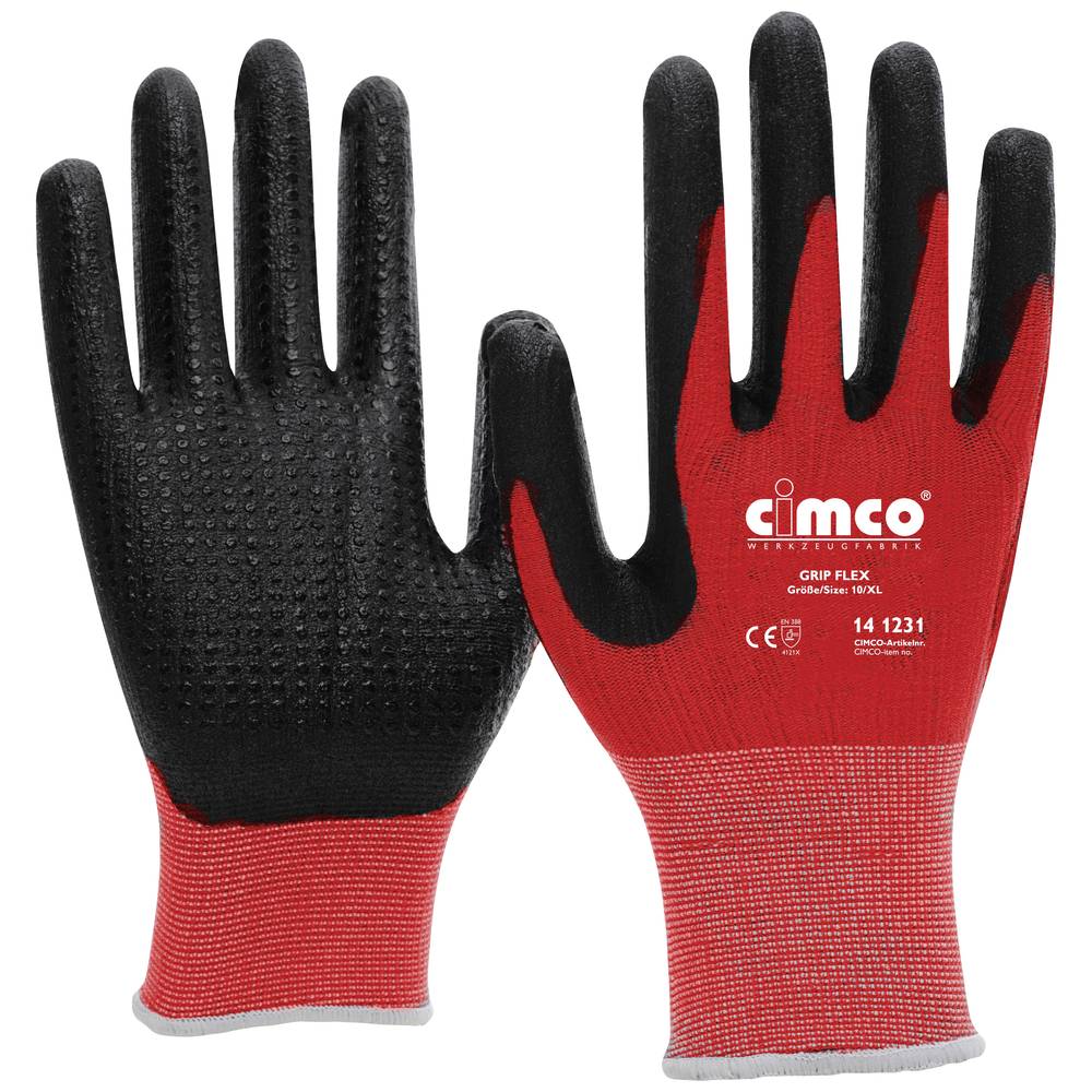 Cimco Grip Flex schwarz-rot 141231 Breiweefsel Werkhandschoen Maat (handschoen): 10, XL EN 388 1 paa