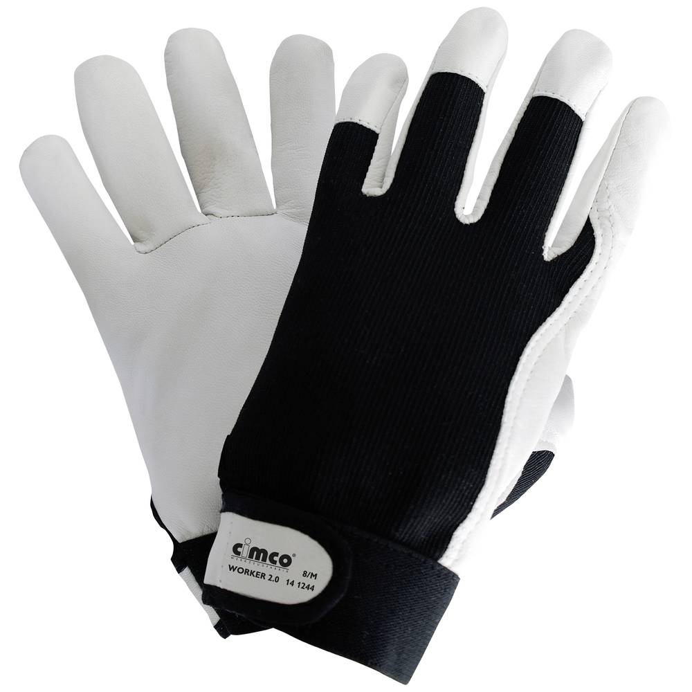 Cimco Worker 2.0 schwarz-weiß 141244 Nappaleer Werkhandschoen Maat (handschoen): 8, M EN 388 1 paar