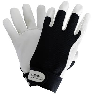Cimco Worker 2.0 schwarz/weiß 141245 Nappaleder Arbeitshandschuh Größe (Handschuhe): 9, L EN 388    1 Paar