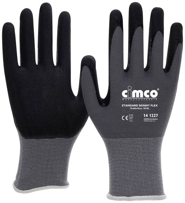 Cimco 141225 Standard Skinny Flex schwarz/grau Strickgewebe Arbeitshandschuh Größe (Handschuhe): 8, M EN 388    1 Paar
