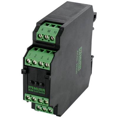 Ein schwarzes elektrisches Modul von MURR Elektronik mit grünen Anschlussklemmen, Modell MTS. Ideal für industrielle Anwendungen.