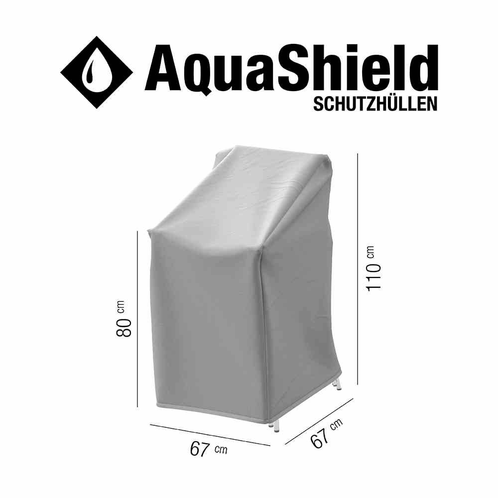 Graue AquaShield-Schutzhülle passt auf Möbel mit Maßen 67x67x110 cm. Schützt vor Witterungseinflüssen.