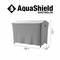 'Grau Abdeckung für Gartenmöbel', Maße: 148 cm x 150 cm x 135 cm, mit 'AquaShield Schutzhüllen' Logo, zeigt Schutz vor Witterung.