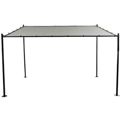 Metallrahmen mit rechteckigem Segeltuchdach als minimalistisches Vordach oder Pavillon.