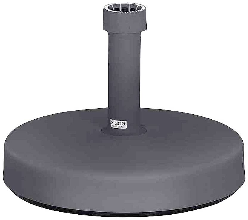 Schwarzer Sonnenschirmständer mit zylindrischem Rohr und abgerundetem Sockel.