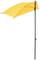 Gelber Sonnenschirm mit schwarzem Ständer, geöffnet, vor weißem Hintergrund. Ideal für Schatten an sonnigen Tagen.