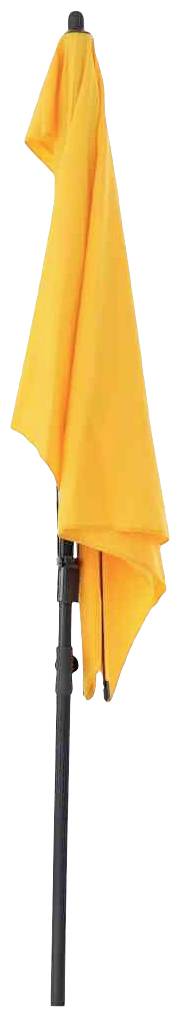 Ein orangefarbenes Tuch hängt an einem schwarzen Stab. 