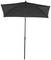 Ein schwarzer, quadratischer Sonnenschirm mit höhenverstellbarem Ständer.