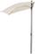 Ein beige Sonnenschirm mit schwarzem Gestell, neigbar zur Seite, für Balkone oder Terrassen. Ideal zum Schutz vor direkter Sonneneinstrahlung.