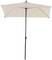 Ein beiger Sonnenschirm mit rechteckigem Tuch und einem schwarzen, verstellbaren Ständer. Geeignet für Terrasse oder Garten.