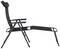 Schwarzer, faltbarer Liegestuhl mit Armlehnen und verstellbarer Rückenlehne, für den Außenbereich geeignet.