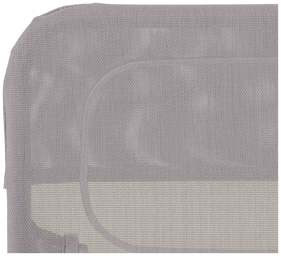 Eine beige und graue Stofftextur mit leicht abgerundeten Kanten.