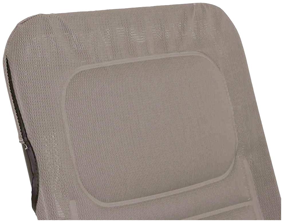 Gepolsterte Sitzauflage in neutralem Beige, geeignet für verschiedene Sitzmöbel. Ideal zur Verbesserung von Sitzkomfort und Ergonomie.