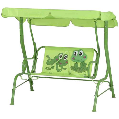 Siena Garden 672608 Froggy Kinderschaukel Gestell Stahl grün, Fläche 100% Polyester grün, 75x115x118 cm