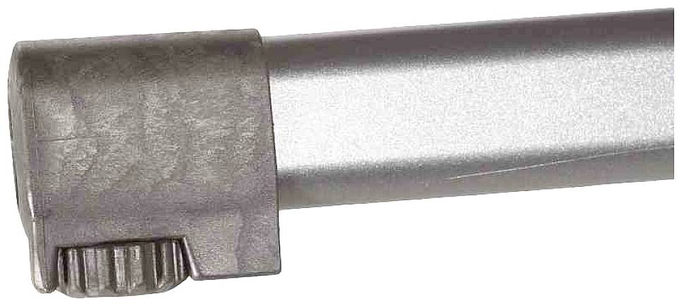 Klemmstück aus Metall für einen runden Stab oder ein Rohr, zeigt Befestigungselement und Teil des Rohrs, keine weiteren Details erkennbar.