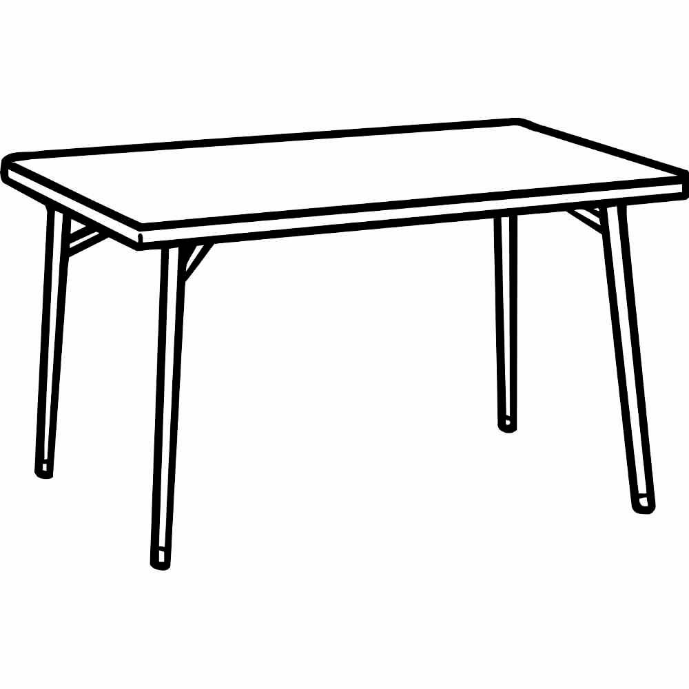 Ein einfacher, rechteckiger Tisch mit vier Beinen.
